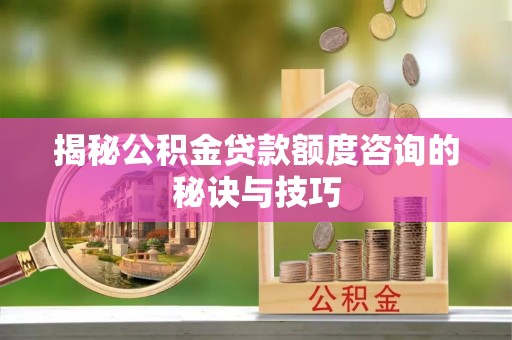 汉中揭秘公积金贷款额度咨询的秘诀与技巧